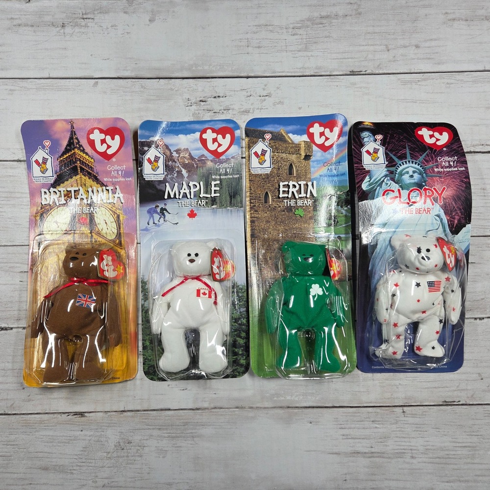 Ty Teenie Beanie Babies 1999 McDonald's Bears Set of 4 NIP‎